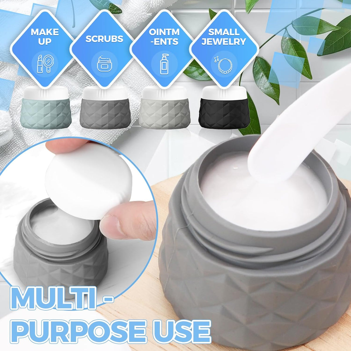 16Pack Travel Bottles for Toiletries, TSA Approved Travel Size Toiletries Containers Set, Silicone Leak Proof Refillable Bottles Elastic Sleeves Creams Jars Accessories Kit W/Clear Bag (Gray)