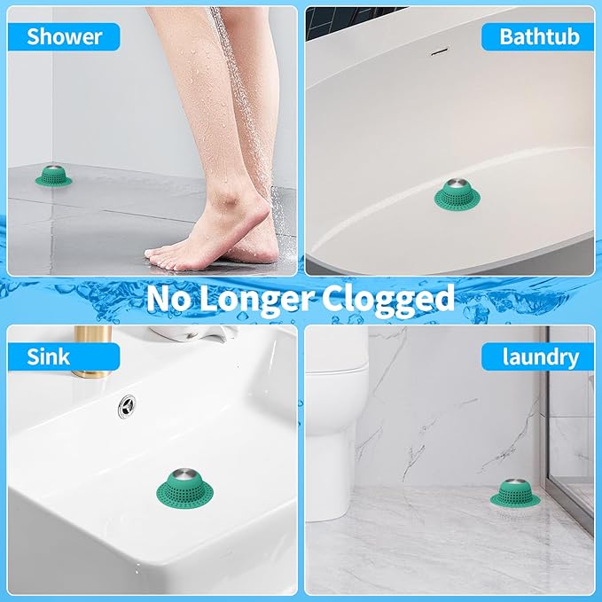 Shower Drain Hair Catcher, Bathtub Drain Cover Foldable Silicone Shower & Tub Protector for Pop-Up & Regular Drains