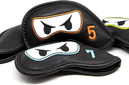Premium Leather Golf Club Iron Covers - 10pcs/Set Wedge & Iron Headcovers with Velcro Closure