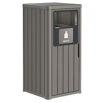 Outdoor Trash Can, Waterproof Resin Garbage Can Indoor and Outdoor Use, Durable & Weather-Resistant Commercial Garbage Can, Outside Trash Bin for Patio, Kitchen