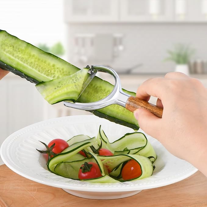 Vegetable Peeler for Potato, Apple, Fruit, Carrot, Veggie, kitchen, Y-Shaped and I-Shaped Peelers with Acacia Wood Ergonomic Non-Slip Handle(2PCS)