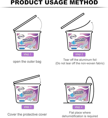 NATRUTH Moisture Absorbers 10.5OZ*6-Pack With Lavender Scent,Portable Closet Dehumidifier, Odor Eliminator Absorber Bucket,Humidity Absorber,Cleaner Air Dehumidifier for Closet,Bathrooms, Boats