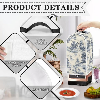 Talayituse Toile De Jouy House Print Blender Dust Cover, Fingerprint Protection Cover for Stand Mixer or Coffee Machine, Home Kitchen Appliance Covers for Stain Dust Resistant Supplies