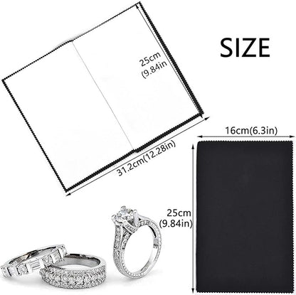 SEVENWELL Silver Polishing Cloth, Jewelry Cleaner Cloth for Sterling Silver Jewelry, Gold, Platinum, Silverware, Diamonds, Gemstones, Coins (Black)