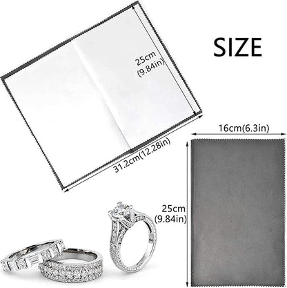 SEVENWELL 4pcs Jewelry Polishing Cleaning Cloth Large 10'' x 12'' for Sterling Silver Jewelry Gold, Diamond, Platinum, Precious Stones, Coins (Dark Gray)