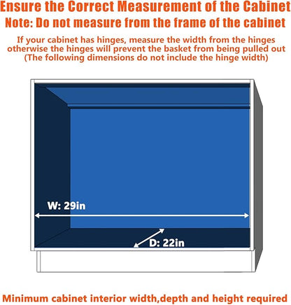 Pull Out Cabinet Organizer 28½" W x 21½" D, Heavy Duty Cabinet Pull Out Shelves, Slide Out Drawers Organization for Kitchen Cabinets Bathroom