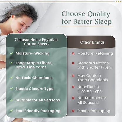 100% Egyptian Cotton Sheets Queen Size Bed Set, Deep Pocket Queen Sheet set, 800 Thread Count Cotton Bed Sheets, Naturally Cool Soft Breathable No Pill Elasticated Luxury White Bedding For All Seasons