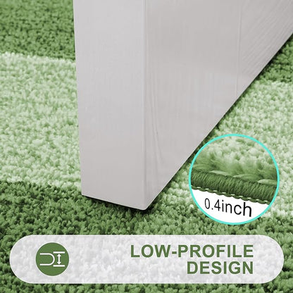 Kitinjoy Indoor Outdoor Door Mat, 48x32 Non-Slip Absorbent Dirt Trapper, Low-Profile Washable Inside Entrance Front Floor Mat, Sturdy Soft Entry Doormats for Entryway, Green