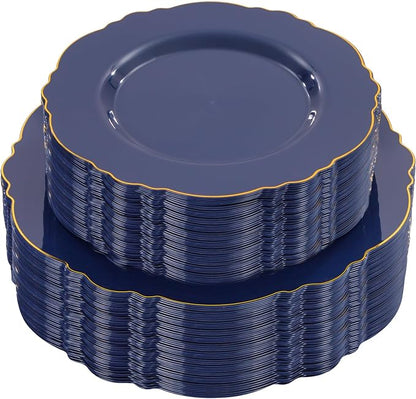 100pcs Blue Plastic Plates