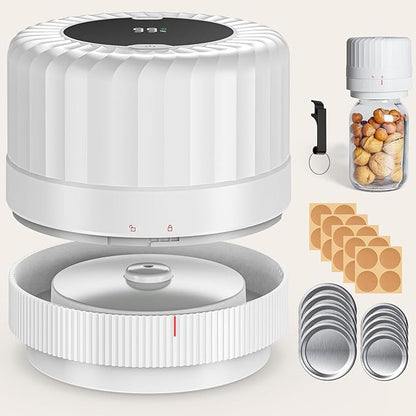 Fully Automatic Mason Jar Vacuum Sealer Kit - Auto Stop Mason Jar Vacuum Sealer Kit, Jar Vacuum Sealer for Mason Jars, Jar Vacuum Sealer, A Must-Have for Canned Foods Pantry Canning Pickling