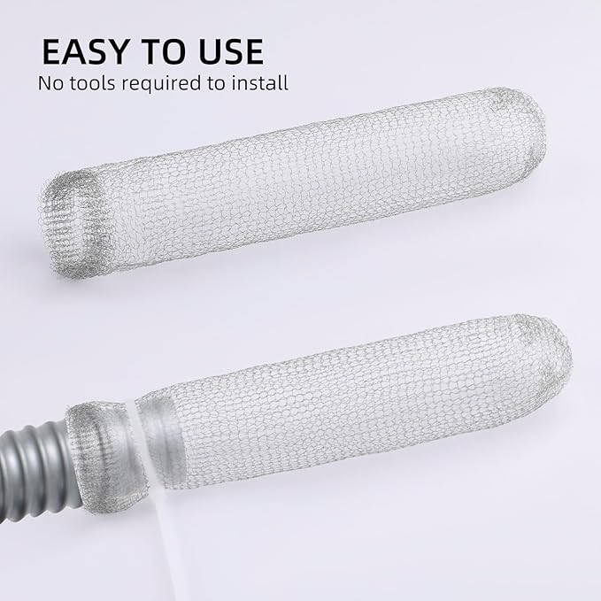 24PCS Lint Traps for Washing Machine, Stainless Steel Mesh Snare Trap Washer Hose Lint Catcher Laundry Mesh Washer Hose Filter with 24 PCS Cable Ties