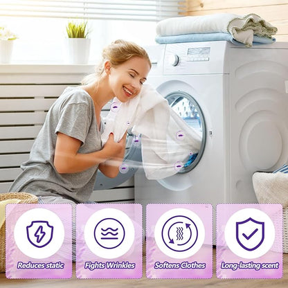 600 Count Dryer Sheets Fabric Softener Fresh Scent Dryer Sheets Bulk Naturally Softens and Removes Static Cling, Ideal for Large Households, Sensitive Skin(Lavender Scent)