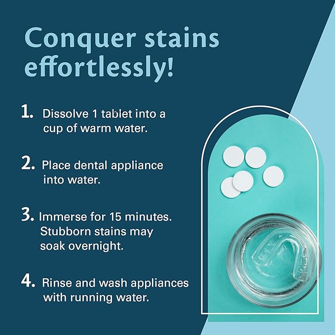 Coffee and Tea Retainer Cleaner Tablets, Removes Odors, Stains, and Plaque, 4-Month Supply, Denture Cleanser for Caffeine Enthusiasts, 120 Tablets by M3 Naturals