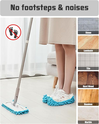 8 Pcs Mop Slippers Socks Floor Cleaning,Microfiber Shoe Covers dust Washable Reusable for Woman Man House Kitchen (Blue)