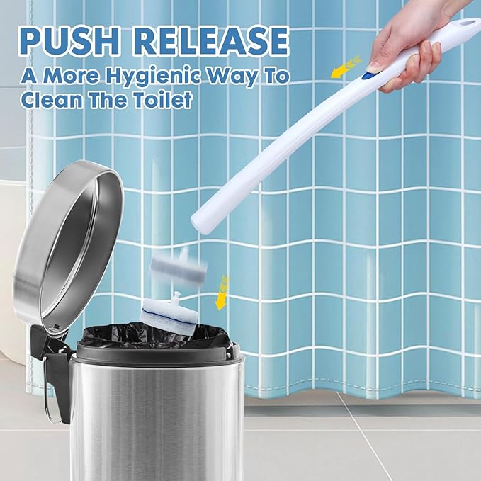 COBETE Disposable Toilet Brush Wand 2 Kit with 40 Refills, Efficient Deep Scrubbing Toilet Bowl Cleaner Wand for Bathroom Toilet Cleaning