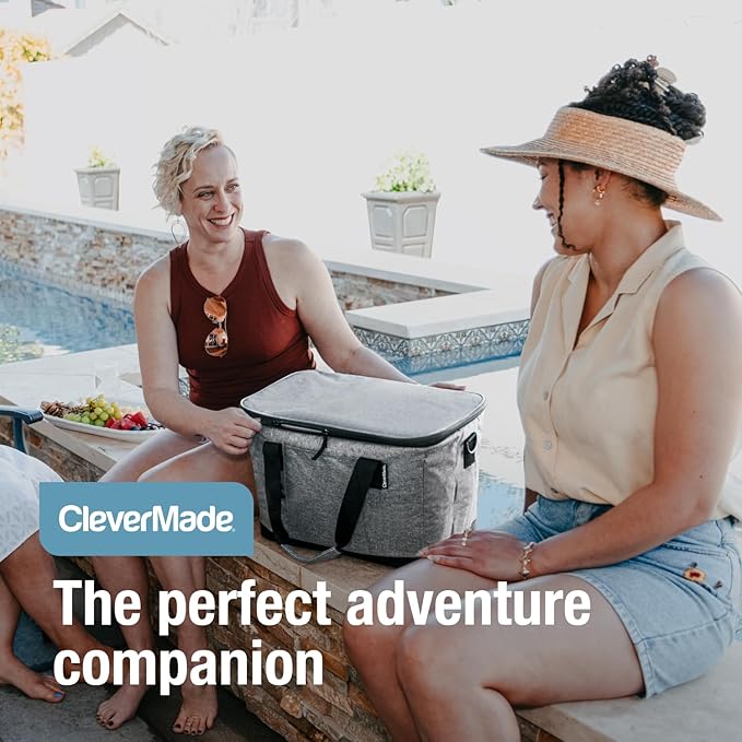 CleverMade Collapsible Insulated Cooler Bag – Leakproof Soft Folding Cooler for Beach, Travel, Car