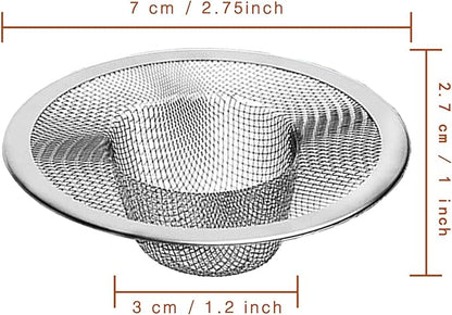 4pcs Heavy Duty Stainless Steel Kitchen Sink Strainer, 2.75" Top / 1" Mesh Metal Sink Strainer,Perfect for Kitchen Sink/Bathroom Bathtub Wash basin Floor drain balcony Drain Hole, Utility