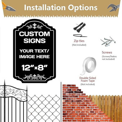 Custom Aluminum Weatherproof Metal Garden Signs - Multiple Sizes, Personalized Text & Picture Here