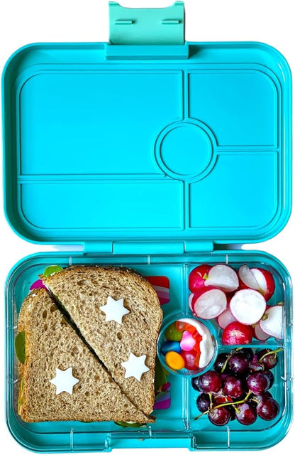 Yumbox Tapas (Antibes Blue Rainbow) - Large Leakproof Bento Lunch Box for Adults/Kids, 4 Compartments, Healthy Portion Control, Dishwasher Safe, BPA-Free, Durable & Lightweight - 4.2 Cups Capacity