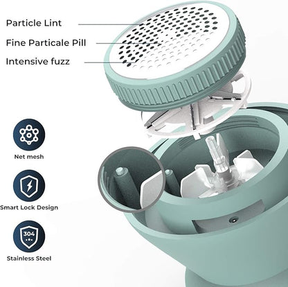 Fabric Shaver, Rechargeable Lint Remover, Use On Cotton, Polyester & Silk, Type C, Fast Charging, Compact & Stylish Design, Ergonomic Defuzzer, 6-Leaf Blades, Fuzz Remover