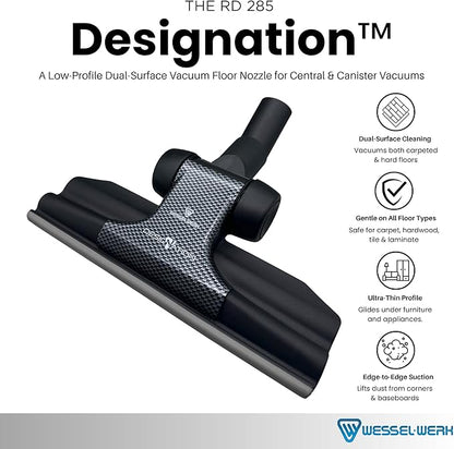 Wessel-Werk RD 285 Designation™ 3-in-1 Vacuum Floor Brush Attachment Set — Ultra-Thin Nozzle with Microfiber Wet/Dry Mop & Pet Hair Carpet Tool (Designation™ 3-in-1 Set)