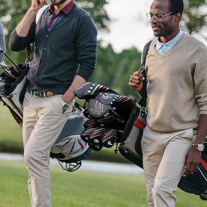 Big Teeth Golf Cover USA Stripe and Star Headcover Covers, Driver Fairway Wood Hybrid Headcovers Fits Blade Mallet Putter Iron and Woods with Magnetic Club Protector Pu Leather Golf Accessories
