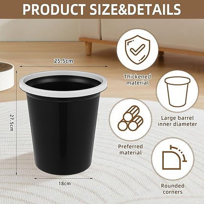 Maxdot 36 Pcs Bathroom Trash Cans Bulk 2 Gallon Small Waste Basket Round Garbage Can Plastic Trash Bin Small Container for Home Dorm Kitchen Office Living Room Study Compact Spaces(Black)