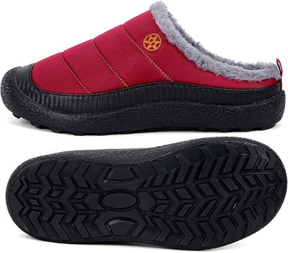 Womens Mens House Slippers Slip on Snow Winter Warm Fully Fur Lined Slippers Indoor Outdoor Shoes