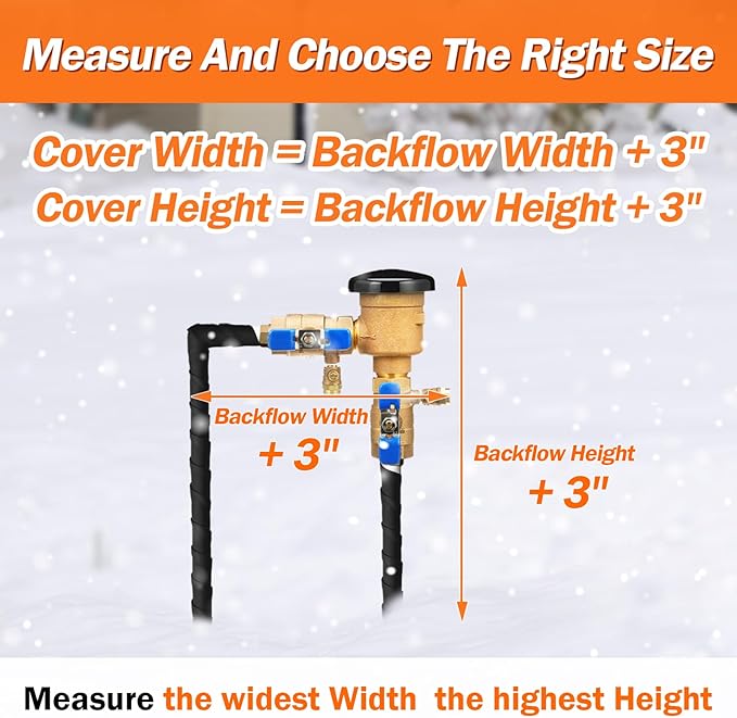 Backflow Preventer Pipe Insulation Cover (5°F) - Irrigation Sprinkler Valve Insulated Pouch - Water Well Pump Cover - Sturdy 5 Layers for Winter Freeze Protection, 36" W x 30" H, Black
