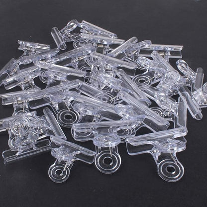 30 Pack Plastic Clear Clips Clamps, 1-1/2 Inch and 2 Inch Sizes