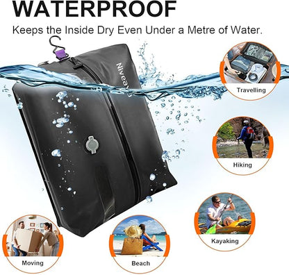 Niveaya Vacuum Bags for Travel with Wireless Pump, Reusable Compression Storage Bags for Suitcases & Closet, Space Saver, Waterproof & Durable