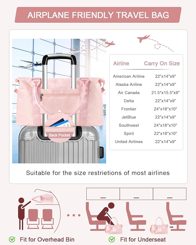 Initial Travel Duffel Bag Sports Gym Bag for Girls Teen Birthday Gifts,Pink Personalized Weekender Bag Carry On Tote Bags for Women Men,Waterproof Overnight Luggage Bag with Trolley Sleeve(Letter H)