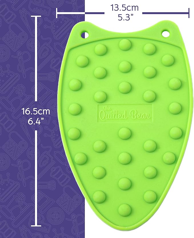 The Quilted Bear Mini Iron Rest - Silicone Heat Resistant Mat for Stress-Free Crafting, Sewing & Quilting Supplies - Durable and Protective Surface for Mini Iron (Lime Green)