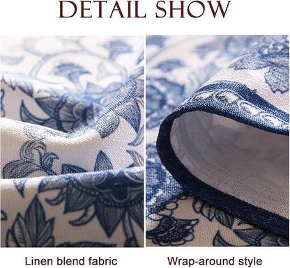 patdrea Designer Vintage Blue Long Rectangle Tablecloth,Linen Anti-Wrinkle Paisley Pattern Farmhouse Table Cloth,Decor Table Cover for Kitchen Dining,Christmas,Thanksgiving,63"x102"-Lantang a