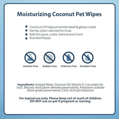 Best Pet Supplies Pet Grooming Wipes for Dogs & Cats,Deodorizer for Coats & Dry, Itchy, or Sensitive Skin, Clean Ears, Paws, Body, & Butt - Moisturizing Coconut, 400 Count