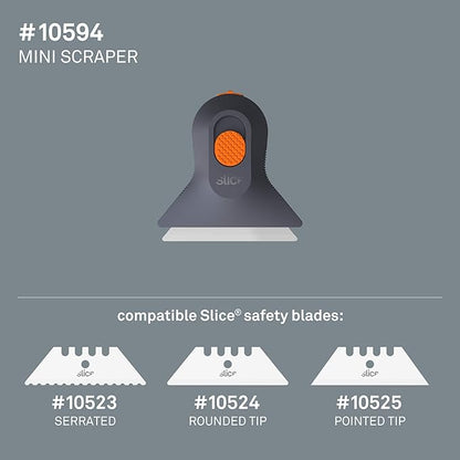 Slice 10594-CS Small Scraper, Ceramic Blade, Lasts 11x Longer Than Metal, Finger Friendly, Never Rusts, No Strain on Thumb or Hand, Blade Locks in Position, Compact Size, Left or Right Hand, 12 Pack