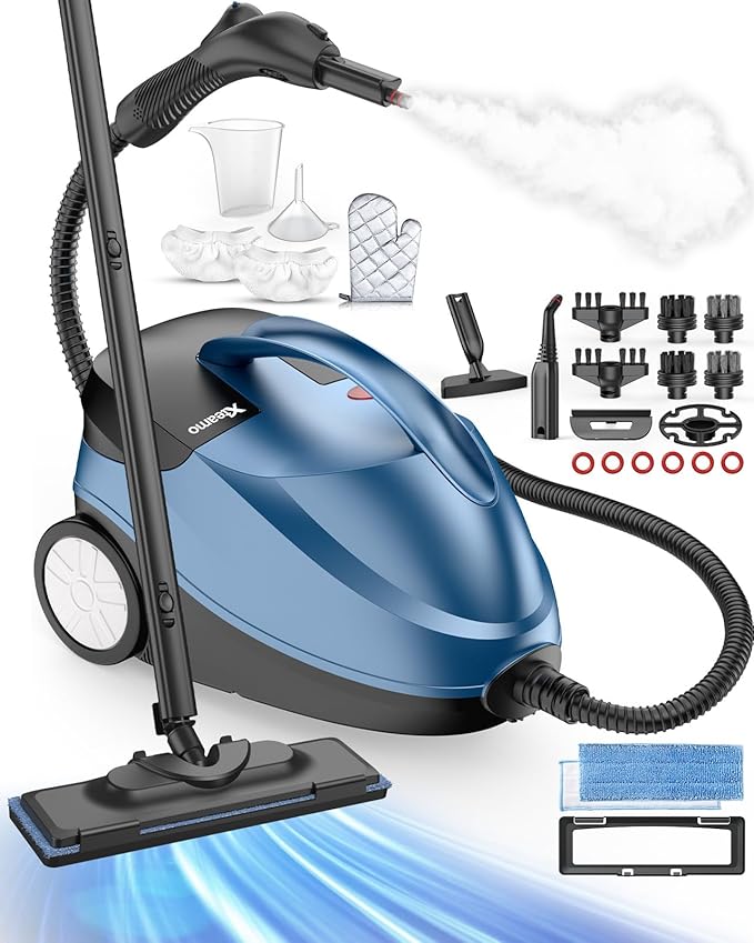 Pressurized Handheld Steam Cleaner for Home Use with 30 Accessories – Heavy Duty Portable Steamer with 1.5L Tank for Tile Floors, Couches, Cars, Removes Dirt, Grease & Grout