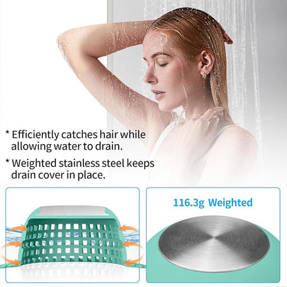 Shower Drain Hair Catcher, Bathtub Drain Cover Foldable Silicone Shower & Tub Protector for Pop-Up & Regular Drains