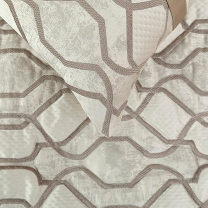 The HomeCentric King/Queen/Twin Ivory & Silver Decorative Queen 74"x18" Bed Runner with Pillow Cover, Lattice & Quilted Bed Scarf on Jacquard Silk Fabric - Ivory Delicacy