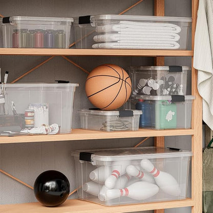 Superio Clear Storage Bins with Lids, Stackable Storage Box with Latches and Handles, Extra Small, 4 Pack 1.75 Quart