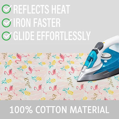 Ironing Board Cover and Pad 15x54 Inch Standard Ironing Board Cover with Elastic Edge and Hook and Loop Fasteners Scorch and Stain Resistant Cotton Ironing Covers with Thick Padding