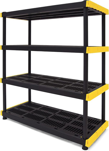CX Black & Yellow®, Shelving Unit and Heavy Duty Storage Containers, Extremely Durable® (Shelf + 27 Gallon Container (8-Pack)