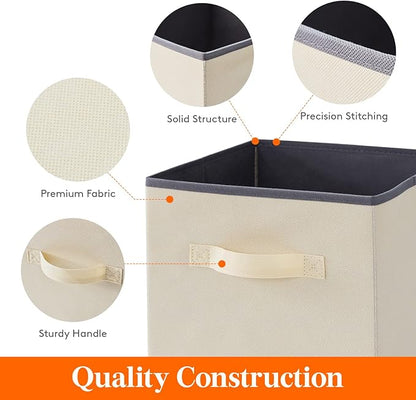 Lifewit Collapsible Fabric Storage Cubes Bins Set 11 Inch, Foldable Cubby Organizers Boxes, 6 Pack Organizing Baskets for Shelf, Closet, Utility Room, Storage Room, 18L Beige