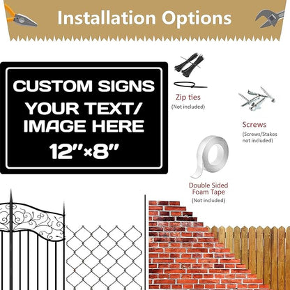 Personalized Aluminum Weatherproof Metal Sign - Multiple Sizes, Custom Text and Picture - Hazard, Garden, Custom Door Sign