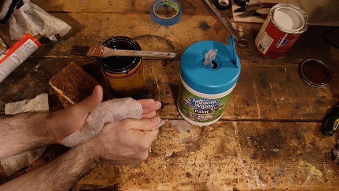 MiracleWipes for Paint Prep & Cleanup, Remove Tough Grime Build-Up, Wet Paint, Caulking, Epoxy, Colorant, and more from Hands, Surfaces, & Tools - 30 Count