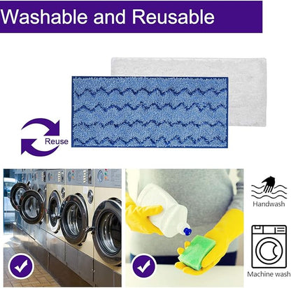 KEEPOW Reusable Mop Pads Compatible with Swiffer Wet Jet Mop Starter, Replacement Microfiber Refills for Wet and Dry Sweeping, 4 Pack