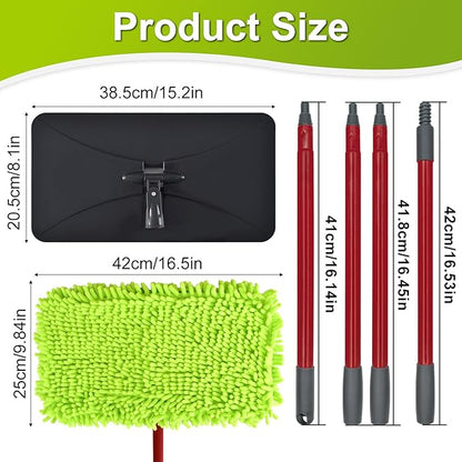 Mops for Floor Cleaning, Dust Mop for Hardwood Floors, Extra Large Floor Mop with Extendable Handle and 3 Reusable Chenille Mop Pads, Flat Dust Mops for Hardwood, Marble, Vinyl, Tile Floors Cleaning