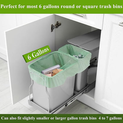 C Crystal Lemon 50 Count Biodegradable Kitchen Food Waste Bags - 6 Gallon Scraps Bags - Heavy Duty Compostable Waste Bags for Kitchen - Unscented Trash Bags 6 Gallon for Yard, Food
