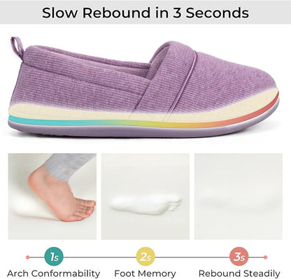 HomeTop Women's Comfy Loafer Slippers Lightweight Memory Foam Non-slip Indoor House Shoes
