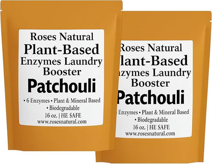 Natural Enzyme Laundry Booster – Patchouli | 6 Enzymes | Deep Clean System | Earthy Essential Oil Scent, Biodegradable, HE Safe, Eco-Friendly Laundry Additive | 16 oz | Made in USA